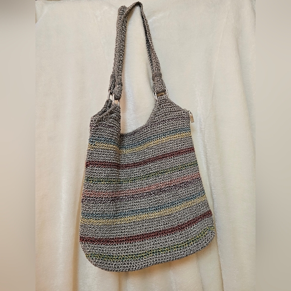 The Sak Woven Hobo Tote Multicolor Large Handbag Purse Women's Beach Gypsy Boho - Picture 9 of 14